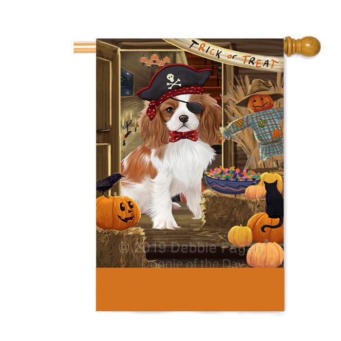 Personalized Enter at Own Risk Trick or Treat Halloween Cavalier King Charles Spaniel Dog Custom House Flag FLG-DOTD-A59586