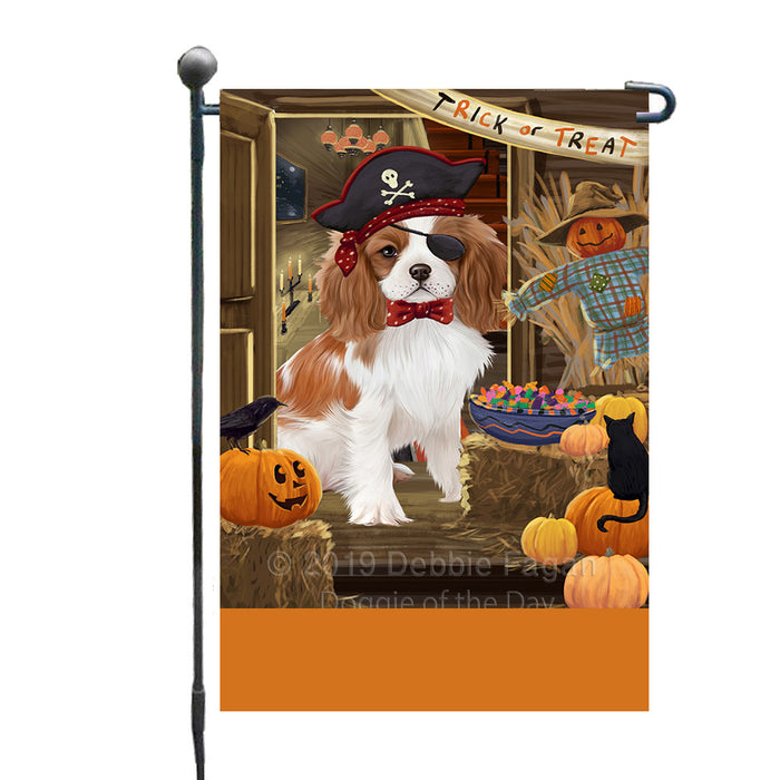 Personalized Enter at Own Risk Trick or Treat Halloween Cavalier King Charles Spaniel Dog Custom Garden Flags GFLG-DOTD-A59530
