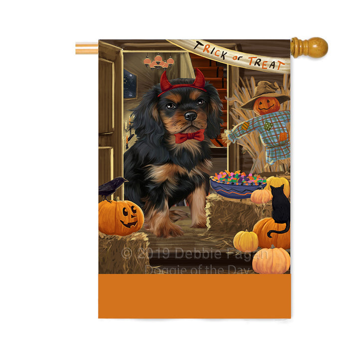 Personalized Enter at Own Risk Trick or Treat Halloween Cavalier King Charles Spaniel Dog Custom House Flag FLG-DOTD-A59587