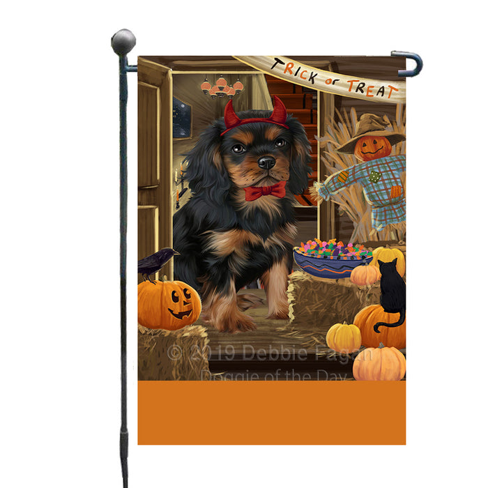 Personalized Enter at Own Risk Trick or Treat Halloween Cavalier King Charles Spaniel Dog Custom Garden Flags GFLG-DOTD-A59531