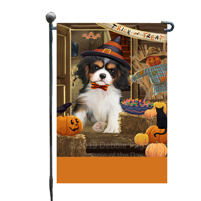 Personalized Enter at Own Risk Trick or Treat Halloween Cavalier King Charles Spaniel Dog Custom Garden Flags GFLG-DOTD-A59532