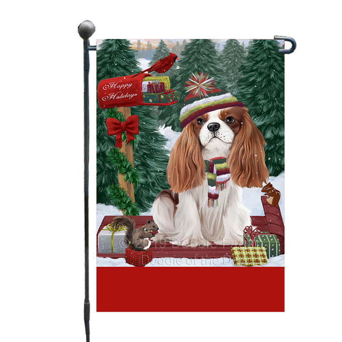 Personalized Merry Christmas Woodland Sled  Cavalier King Charles Spaniel Dog Custom Garden Flags GFLG-DOTD-A61542