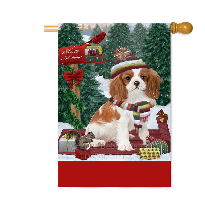 Personalized Merry Christmas Woodland Sled Cavalier King Charles Spaniel Dog Custom House Flag FLG-DOTD-A61600
