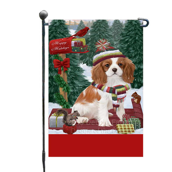 Personalized Merry Christmas Woodland Sled  Cavalier King Charles Spaniel Dog Custom Garden Flags GFLG-DOTD-A61544