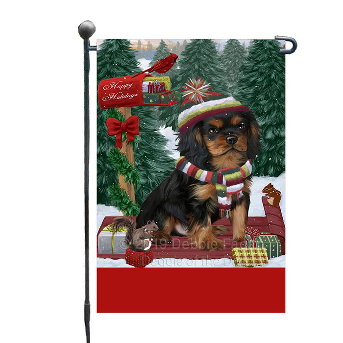 Personalized Merry Christmas Woodland Sled  Cavalier King Charles Spaniel Dog Custom Garden Flags GFLG-DOTD-A61545