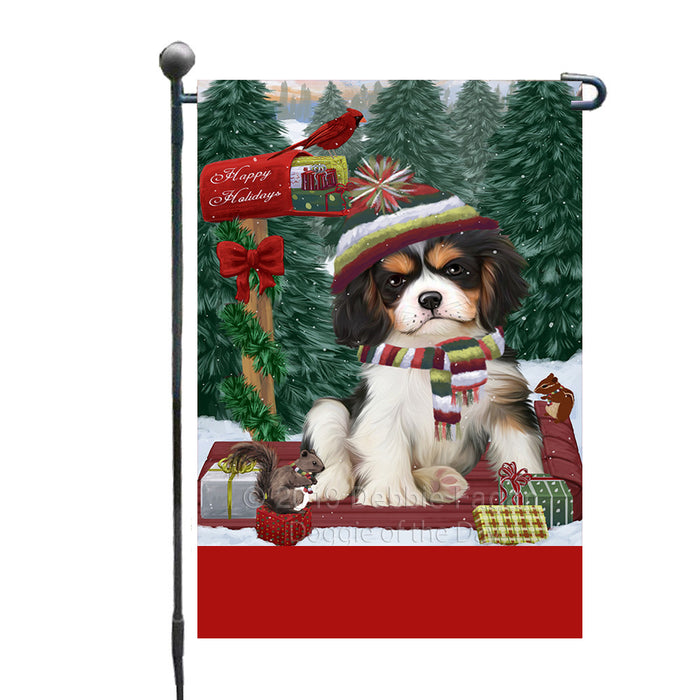 Personalized Merry Christmas Woodland Sled  Cavalier King Charles Spaniel Dog Custom Garden Flags GFLG-DOTD-A61546