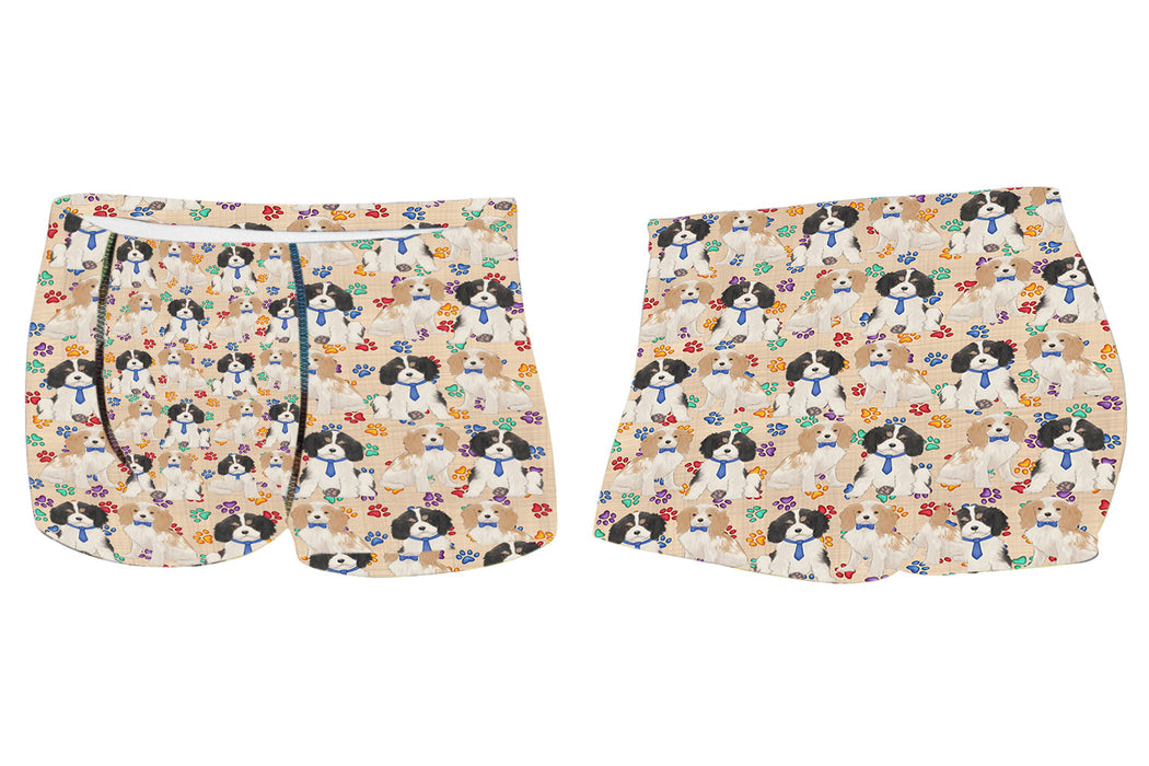 Rainbow Paw Print Cavalier King Charles Spaniel Dogs BlueMen's All Over Print Boxer Briefs