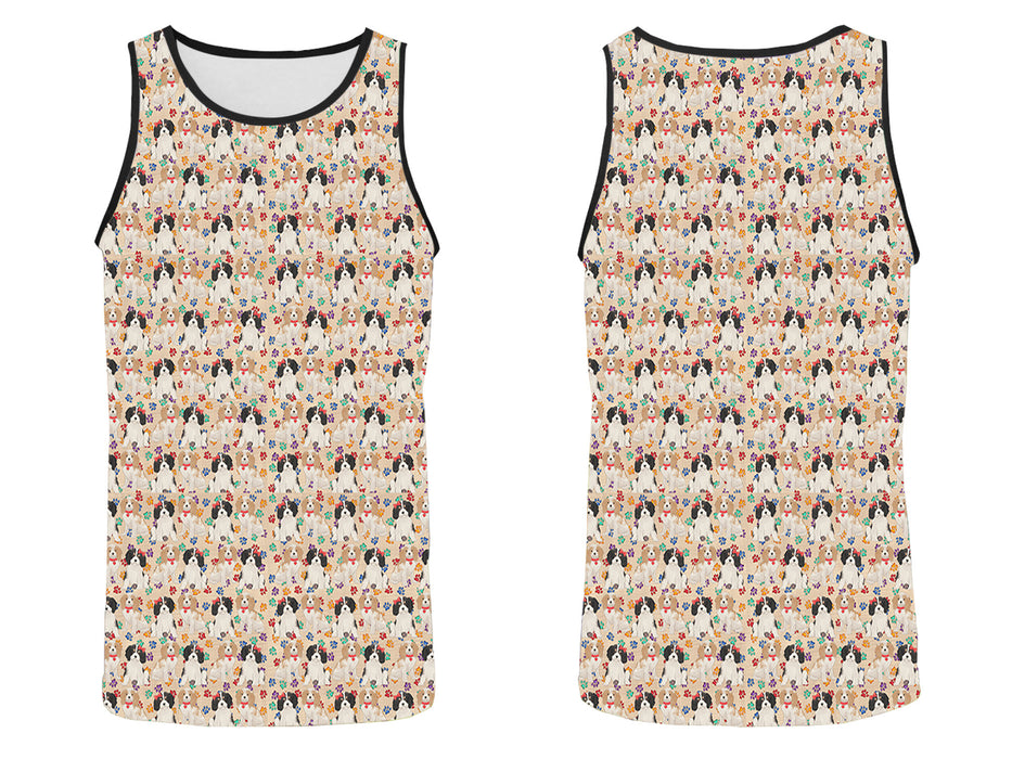 Rainbow Paw Print Cavalier King Charles Spaniel Dogs Red All Over Print   Men's Tank Top