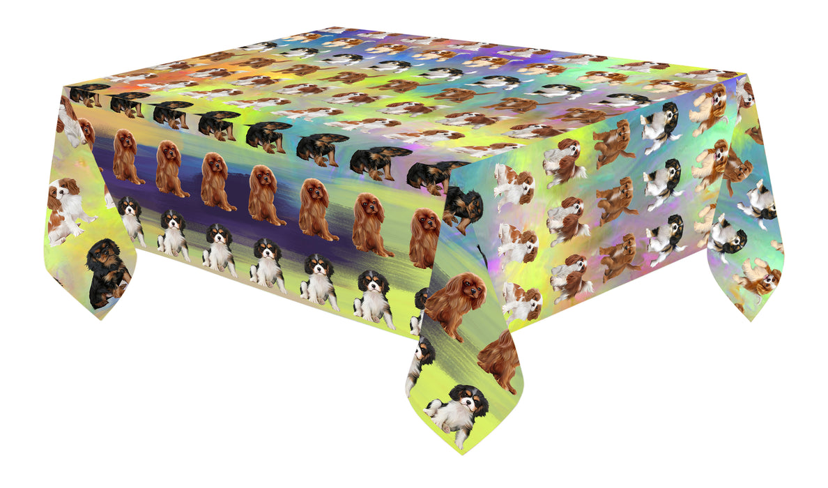 Paradise Wave Cavalier King Charles Spaniel Dogs Cotton Linen Tablecloth