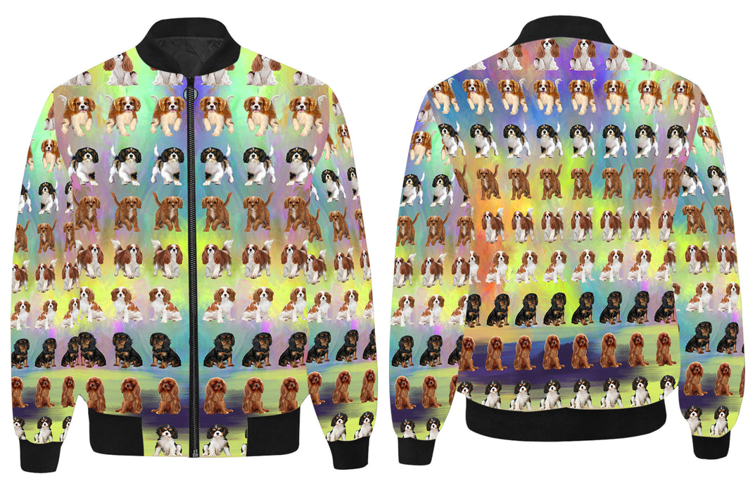 Paradise Wave Cavalier King Charles Spaniel Dogs All Over Print Quilted Bomber Men's Jacket