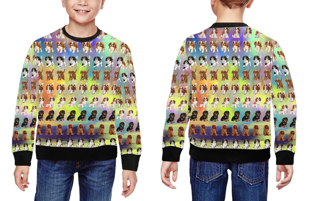 Paradise Wave Cavalier King Charles Spaniel Dogs All Over Print Crewneck Kids Sweatshirt