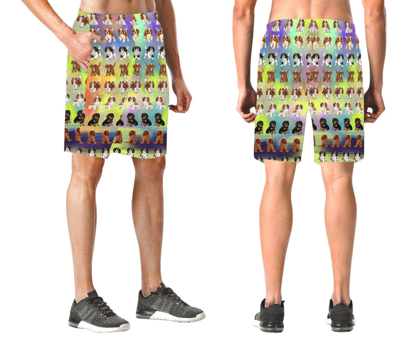 Paradise Wave Cavalier King Charles Spaniel Dogs All Over Print Elastic Men's Beach Shorts