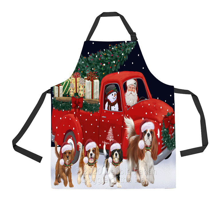 Christmas Express Delivery Red Truck Running Cavalier King Charles Spaniel Dogs Apron Apron-48113