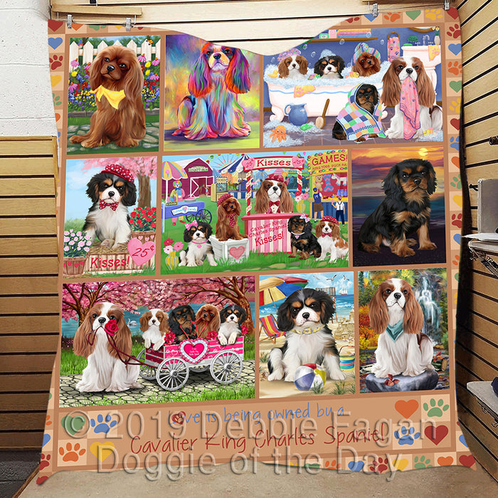 Love is Being Owned Cavalier King Charles Spaniel Dog Beige Quilt