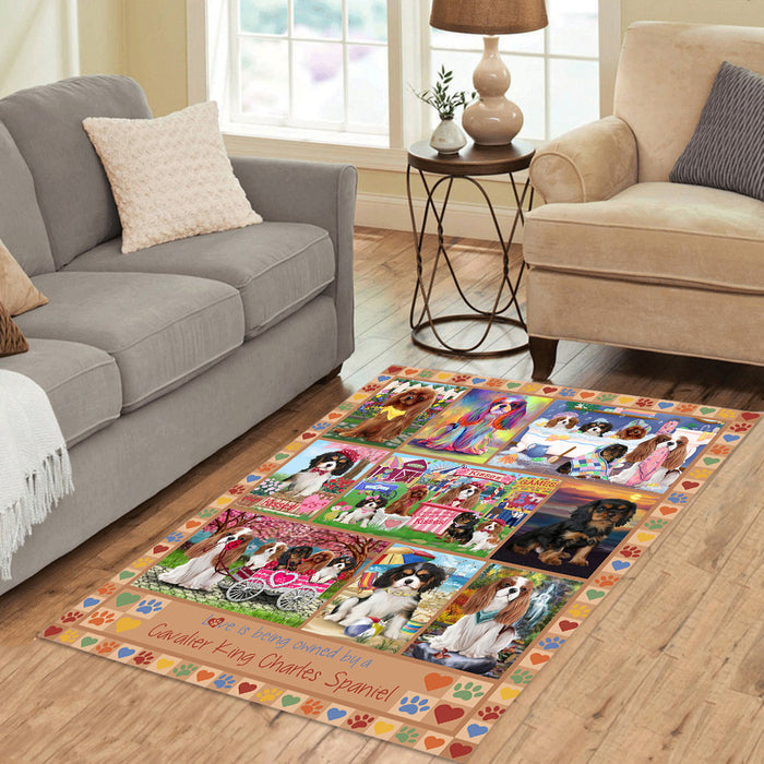 Love is Being Owned Cavalier King Charles Spaniel Dog Beige Area Rug