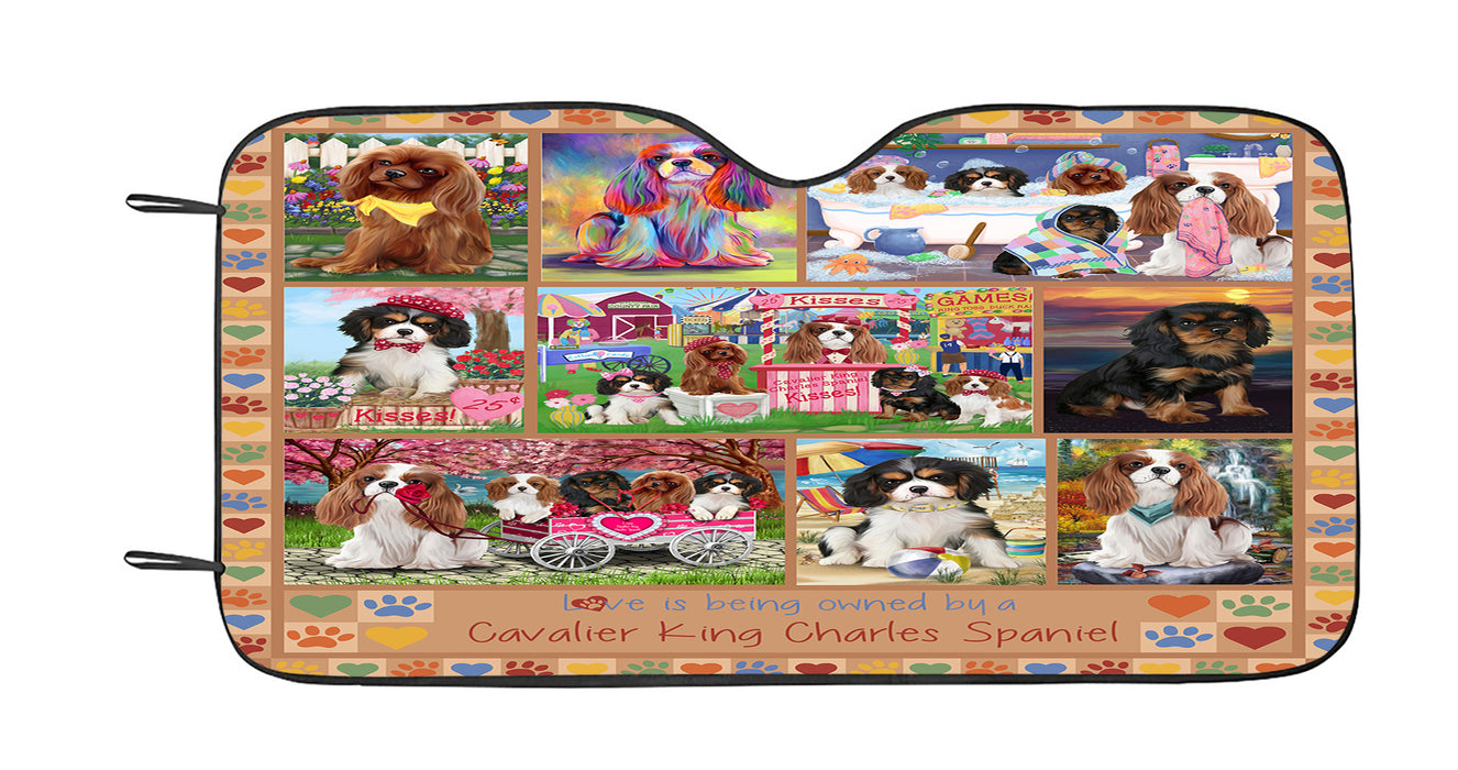 Love is Being Owned Cavalier King Charles Spaniel Dog Beige Car Sun Shade