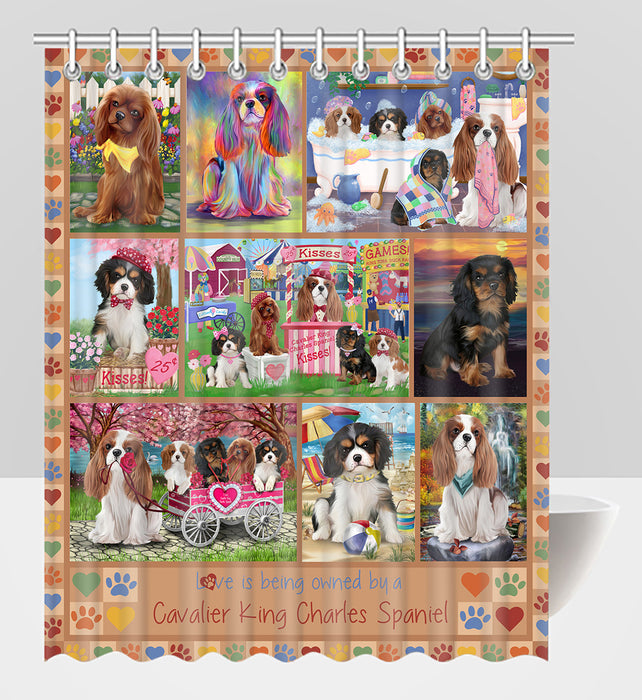 Love is Being Owned Cavalier King Charles Spaniel Dog Beige Shower Curtain