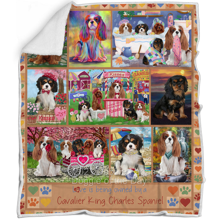 Love is Being Owned Cavalier King Charles Spaniel Dog Beige Blanket BLNKT137262