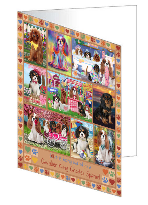 Love is Being Owned Cavalier King Charles Spaniel Dog Beige Handmade Artwork Assorted Pets Greeting Cards and Note Cards with Envelopes for All Occasions and Holiday Seasons GCD77276