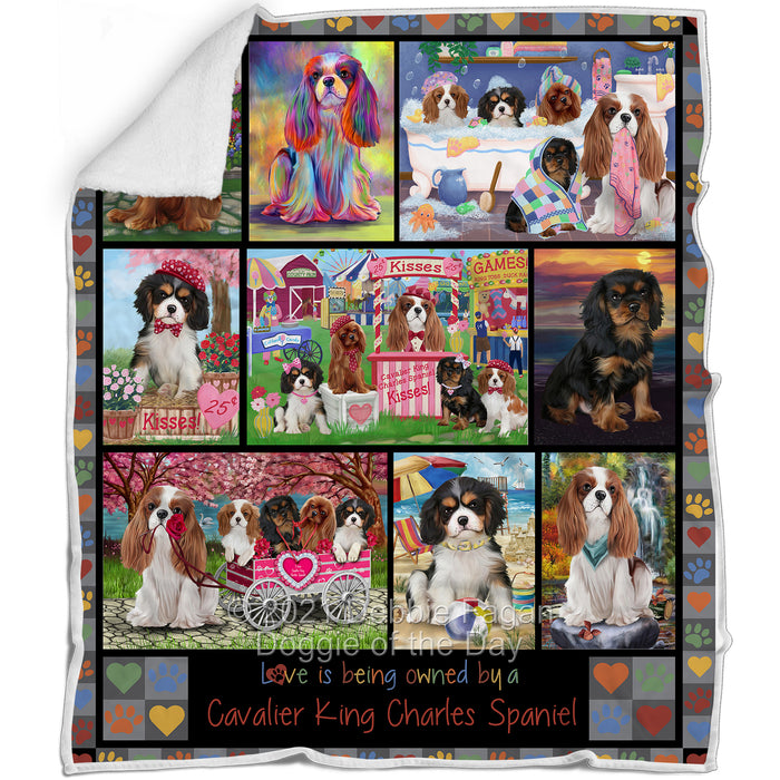 Love is Being Owned Cavalier King Charles Spaniel Dog Grey Blanket BLNKT137271