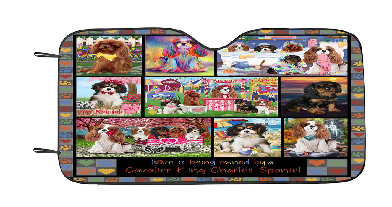 Love is Being Owned Cavalier King Charles Spaniel Dog Grey Car Sun Shade