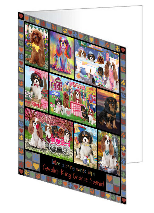Love is Being Owned Cavalier King Charles Spaniel Dog Grey Handmade Artwork Assorted Pets Greeting Cards and Note Cards with Envelopes for All Occasions and Holiday Seasons GCD77279