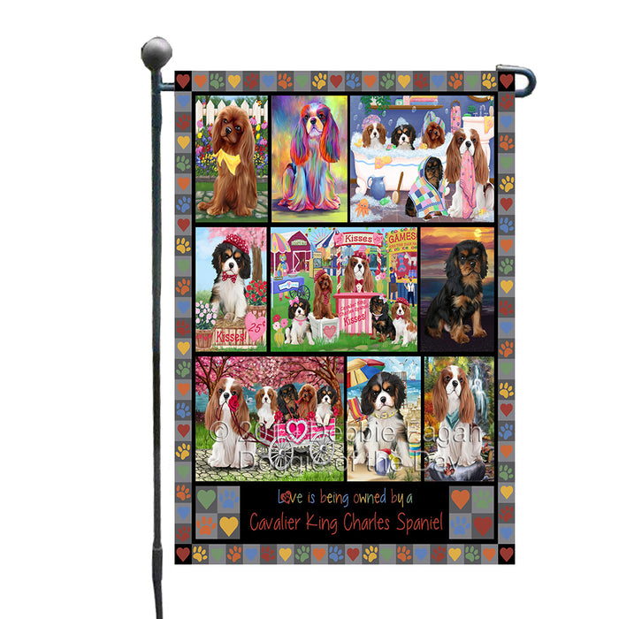 Love is Being Owned Cavalier King Charles Spaniel Dog Grey Garden Flag GFLG65410
