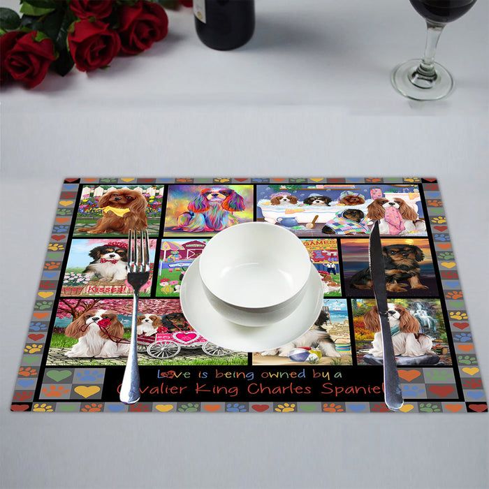 Love is Being Owned Cavalier King Charles Spaniel Dog Grey Placemat