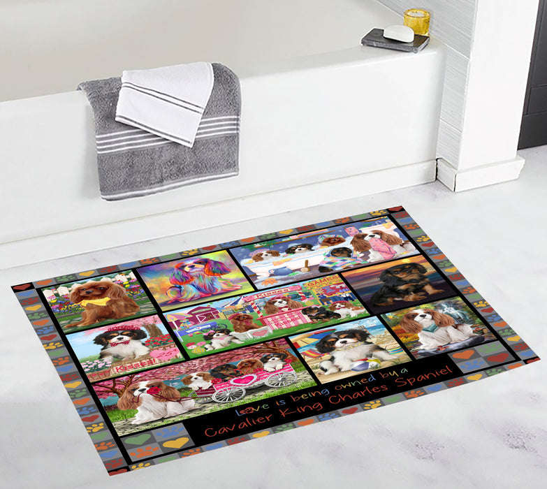 Love is Being Owned Cavalier King Charles Spaniel Dog Grey Bath Mat