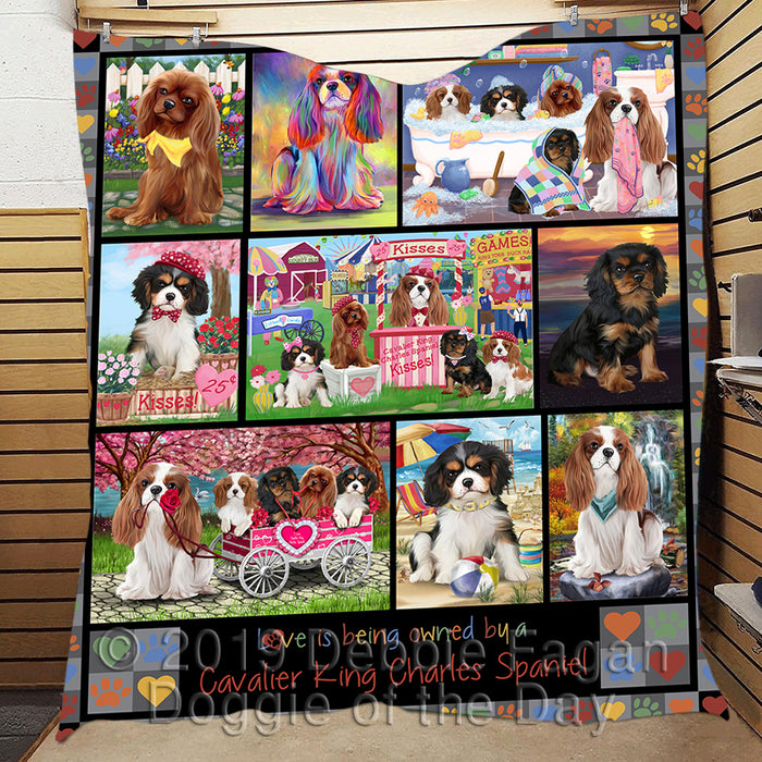 Love is Being Owned Cavalier King Charles Spaniel Dog Grey Quilt
