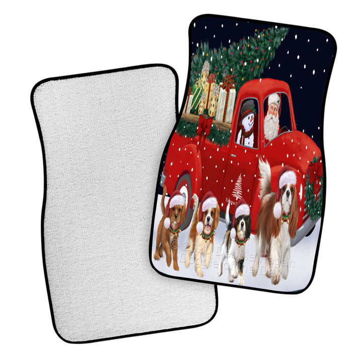 Christmas Express Delivery Red Truck Running Cavalier King Charles Spaniel Dogs Polyester Anti-Slip Vehicle Carpet Car Floor Mats  CFM49441
