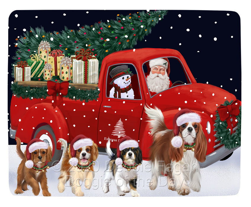 Christmas Express Delivery Red Truck Running Cavalier King Charles Spaniel Dogs Blanket BLNKT141753