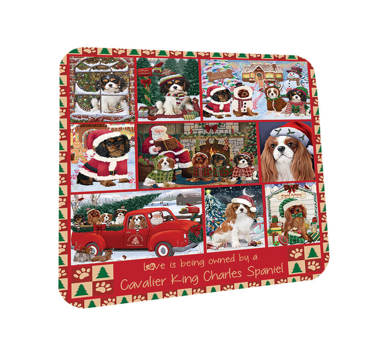 Love is Being Owned Christmas Cavalier King Charles Spaniel Dogs Coasters Set of 4 CST57172