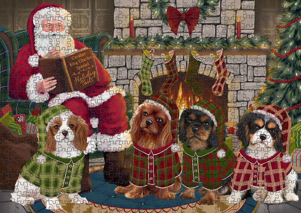 Christmas Cozy Holiday Tails Cavalier King Charles Spaniels Dog Puzzle  PUZL88660