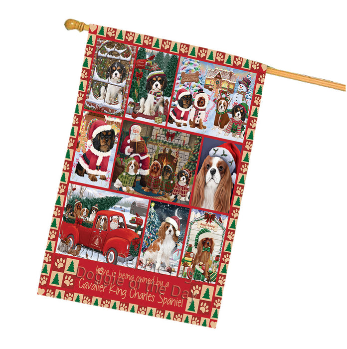 Love is Being Owned Christmas Cavalier King Charles Spaniel Dogs House Flag FLG66053
