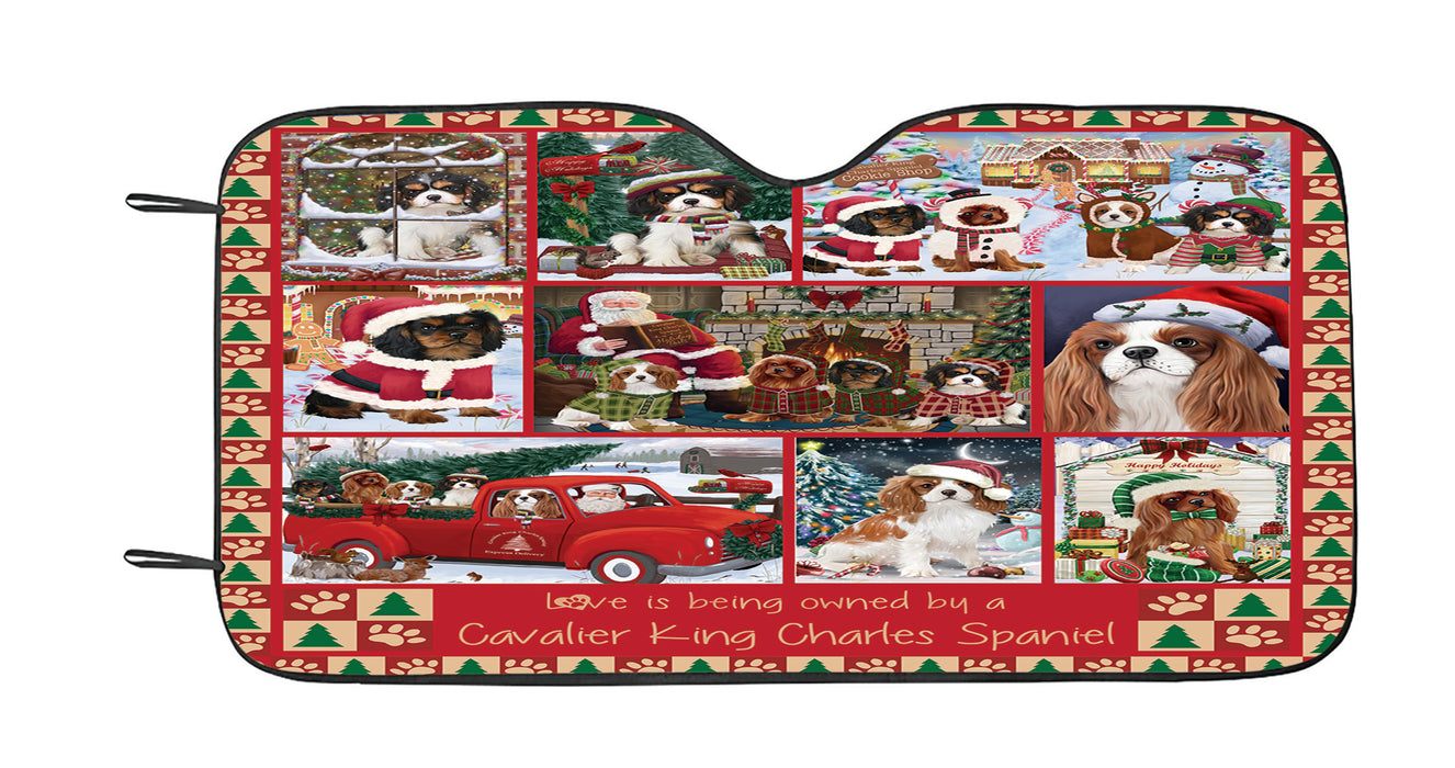 Love is Being Owned Christmas Cavalier King Charles Spaniel Dogs Car Sun Shade