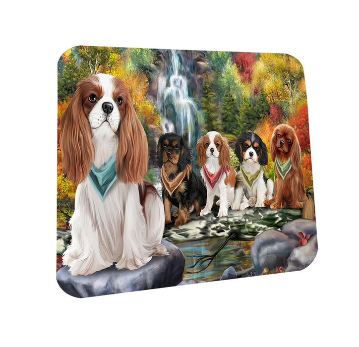 Scenic Waterfall Cavalier King Charles Spaniels Dog Coasters Set of 4 CST49632