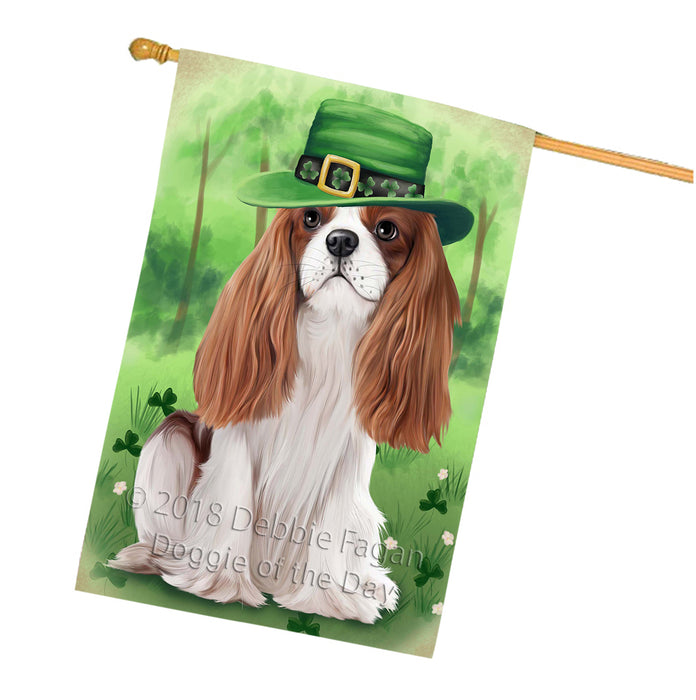 St. Patricks Day Irish Portrait Cavalier King Charles Spaniel Dog House Flag FLG48728