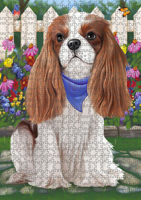 Spring Floral Cavalier King Charles Spaniel Dog Puzzle with Photo Tin PUZL53220