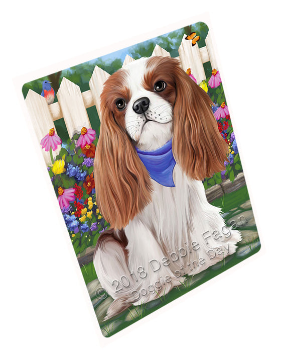 Spring Floral Cavalier King Charles Spaniel Dog Tempered Cutting Board C53382