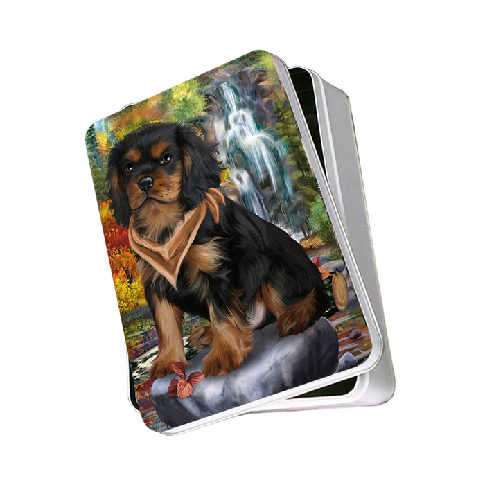 Scenic Waterfall Cavalier King Charles Spaniel Dog Photo Storage Tin PITN49724