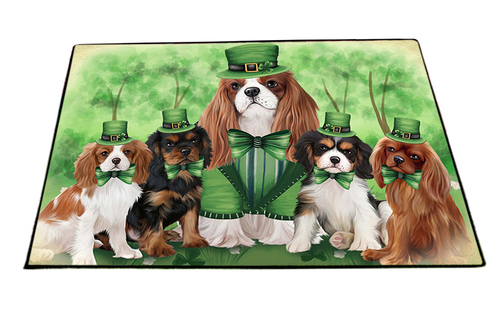 St. Patricks Day Irish Family Portrait Cavalier King Charles Spaniels Dog Floormat FLMS49320 Floormat FLMS49329