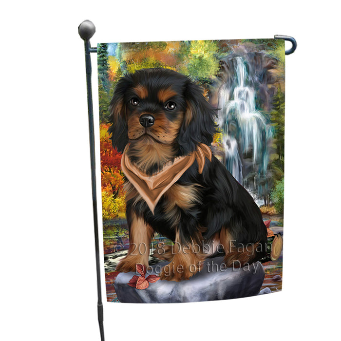 Scenic Waterfall Cavalier King Charles Spaniel Dog Garden Flag GFLG49553