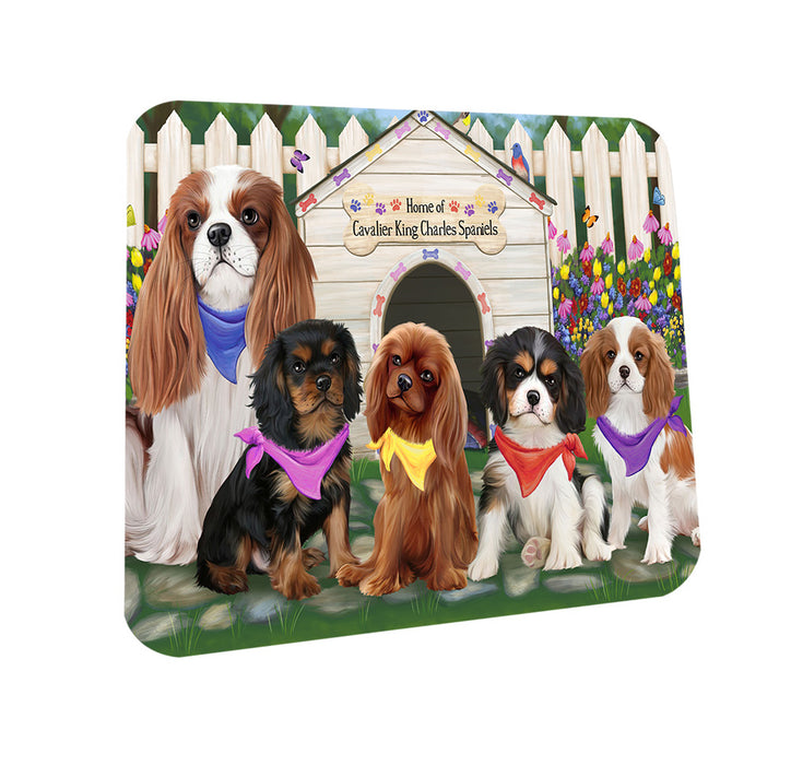Spring Dog House Cavalier King Charles Spaniels Dog Coasters Set of 4 CST49798