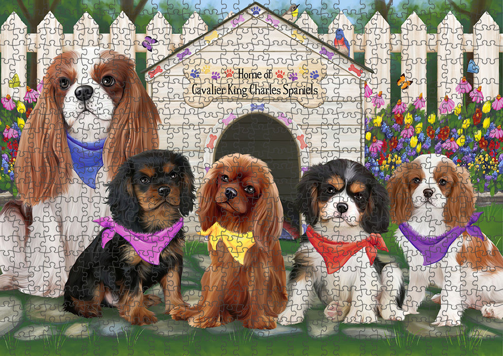 Spring Dog House Cavalier King Charles Spaniels Dog Puzzle with Photo Tin PUZL53223