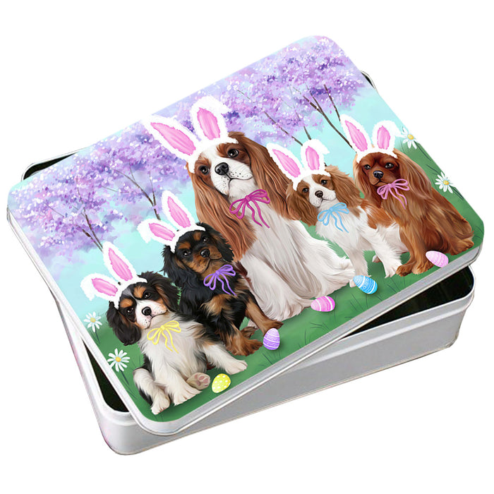 Cavalier King Charles Spaniels Dog Easter Holiday Photo Storage Tin PITN49091