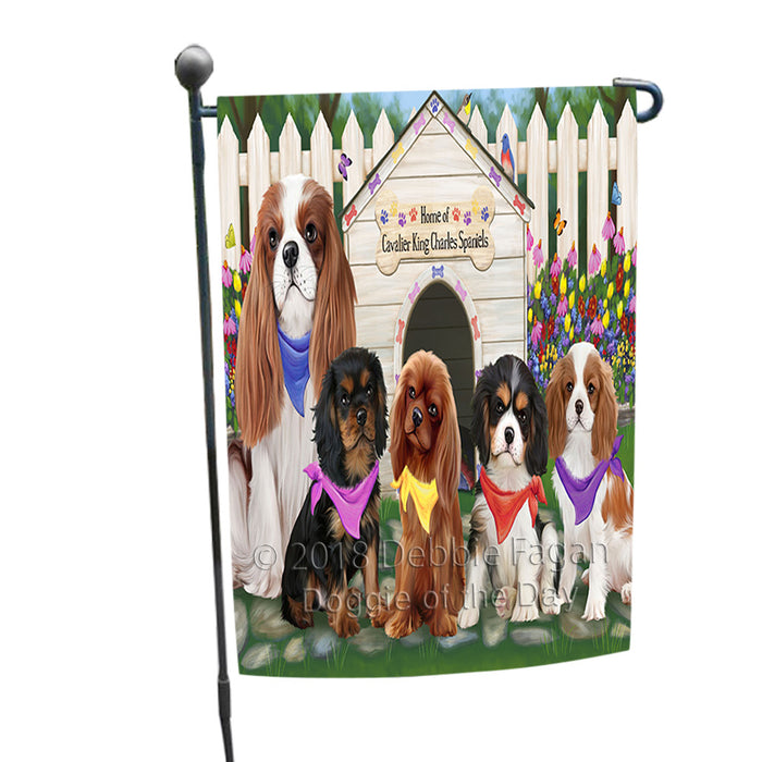 Spring Dog House Cavalier King Charles Spaniels Dog Garden Flag GFLG49668