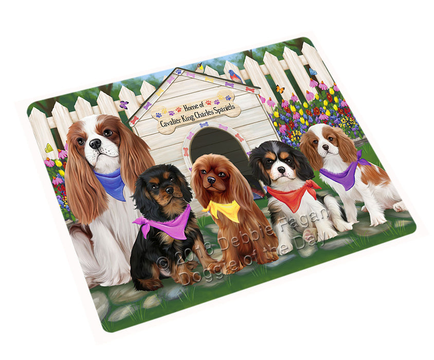 Spring Dog House Cavalier King Charles Spaniels Dog Tempered Cutting Board C53385