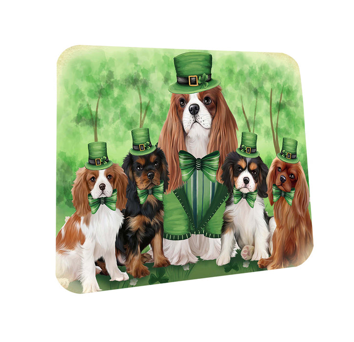 St. Patricks Day Irish Family Portrait Cavalier King Charles Spaniels Dog Coasters Set of 4 CST48723