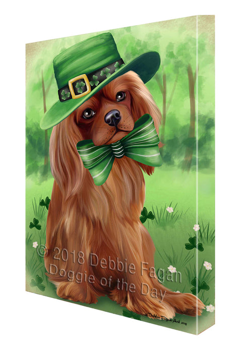 St. Patricks Day Irish Portrait Cavalier King Charles Spaniel Dog Canvas Wall Art CVS54498